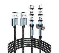 Tianyi-Chargeur Magnétique Type C, Transfert De Données Charge Rapide 3a Câble Aimanté, Nylon 9pin Cable Magnetique Type C Pour Samsung Galaxy S10/S9/S8, Huawei P20, Honor, Lg, (2m+2m)