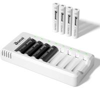 Tianyi-Chargeur Piles Rechargeable, Avec 4 Piles Aa 2800mah Et 4 Piles Aaa 1100mah À Haute Capacité Ni-Mh Batterie Rechargeable, Faible Autodécharge - Charge Rapide, Protection De Charge Intelligente