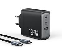 TIANYI-Chargeur USB C 100W, GaN 3 Ports Chargeur Rapide Mural Alimentation Adaptateur pour MacBook Pro/Air, Google Pixelbook, Dell XPS, iPhone 16/15/14, Samsung S24/S23, câble 1,8m Inclus, Noir