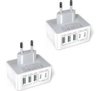 Tianyi-Chargeur Usb C 50w, 5 Port Prise Usbc Chargeur Rapide Multi Secteur Double Port Pd+Qc Type C Adaptateur Pour Phone 16 15 14 13 12 11 Pro Max X Xs Xr 8 Plus Mini Se, Ipad, Samsung Galaxy [2-Pac