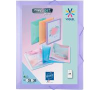 Tianyi-- Chemise Plastique A4 Avec Rabat Et Fermeture À Élastiques - Chemise Plastique Personnalisable Propysoft - Fabriqué En France - Violet Pastel
