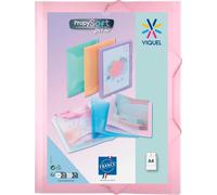 Tianyi-- Chemise Plastique A4 Avec Rabat Et Fermeture À Élastiques - Chemise Plastique Personnalisable Propysoft - Fabriqué En France - Rose Pastel