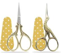 Tianyi-Ciseaux À Broder Petit, 2pcs Acier Inoxydable Ciseaux D'artisanat Pour Fil À Coudre Fil Aiguille Coupe À La Main Avec Faux Étui De Ciseaux En Cuir (Or)