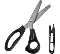 Tianyi-Ciseaux À Denteler Avec Coupe-Fil, Ciseaux Couture Crantés Professionnelle Tranchant Ciseaux À Coudre En Acier Inoxydable 23.5cm Dentelés 5mm Noir Poignée Souple Pour Tissus Cuir Tailleurs