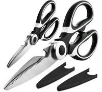 Tianyi-Ciseaux De Cuisine En Acier Inoxydable Multiusage Lot 2 Pcs Ciseau Cuisine En Acier Inoxydable Lame Tranchante Protège-Lame Poignée Antidérapante Pour Viande Volaille Poisson Poulet Pizza Os N
