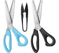 Tianyi-Ciseaux Dentelés, Ciseaux De Couture Professionnels, 2 Paires De Ciseaux Dentelés De 9,2 Pouces, 1 Paire De Coupe-Fil De 4,1 Pouces, Bleu Ciel, Noir, Lot De 3
