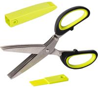 Tianyi-Ciseaux Herbes Aromatiques - Ciseau Hachoir Coupe Herbe Aromatique Multi Lame En Inox Cuisine - Ciseaux À 5 Lames Ou Fines Herbes & Peigne Pour L'élimination Des Herbes