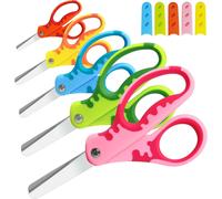 TIANYI-Ciseaux Pour Enfants Avec Capuchon, 13.5cm, Ciseaux Pour Enfants à Bouts Ronds, Ciseaux Pour Enfants à Poignées Souples Pour Droitiers et Gauchers, Pour l'école Et La Salle de Classe, Lot de 5