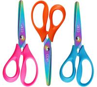 Tianyi-Ciseaux Pour Enfants Gauchers, En Acier Inoxydable Forgé Avec Revêtement En Titane, Ciseaux De Sécurité À Bout Émoussé Pour L'école, Le Bricolage Et La Coupe De Papier,13.5 Cm, Lot De 3 Paires