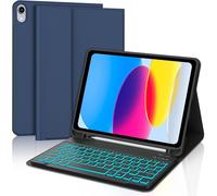 TIANYI-Clavier iPad 10eme Generation/A16 11eme Generation 2025, AZERTY Français Rétro-éclairé Bluetooth Détachable pour iPad A16 11/10 ème Génération 2025/2024, Bleu