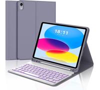 TIANYI-Clavier pour iPad 10 EME Generation 10.9"" 2022/11 EME Generation A16 2025, AZERTY Français Clavier Rétro-éclairé Bluetooth Détachable pour iPad 10 ème Génération A2696/ A2757/ A2777, Violet