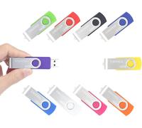 TIANYI-Clé USB 32 Go Lot de 10 Clef USB 2.0 Flash Drive Stockage Données Rotation Disque Mémoire Stick avec Lumière LED (10 Couleurs)