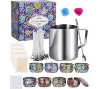 Tianyi-Coffret Cadeau Kit De Fabrication De Bougies, Cire D'abeille 8 Boîtes De Conserve Pour Bougies Bricolage, 135 Ensembles De Bougies Parfumées 50 Mèches De Cire Avec Support (A)
