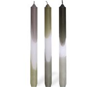 Tianyi-Comforder Dip Dye Lot De 3 Bougies De Table, Multicolores, Fabriquées À La Main Avec Dégradé De Couleur, Durée De Combustion De 9 Heures, Paraffine, 24 X 2,2 Cm, Vert Gris