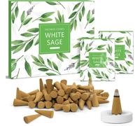 Tianyi-Cônes D'encens, Assortiment Encens Cone 120pcs, Sauge Blanche Parfum Cones, Avec Support De Bâtons D'encens