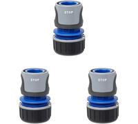 TIANYI-Connecteur rapide STOP Premium pour tuyaux d'arrosage 3/4"" (19mm), Connecteur au raccord Universel, Protection solaire, Installation facile, Gris - Noir (Lot de 3)