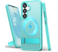 Tianyi-Coque Pour Samsung Galaxy S25 Plus Avec Support Compatible Avec Magsafe, Protection Militaire Et Bord Surélevé, Plus-Fine Magnétique Mat Et Robuste Case Pour Samsung S25 Plus, Bleu Vert