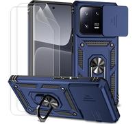 Tianyi-Coque Pour Xiami 13 Pro 5g Avec Protection Ecran Coulissante Couverture Support D`Anneau Rotatif Armor Silicone Étui Antichoc Housse Bumper- Bleu