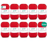 Tianyi-Cotton Fun Fil À Tricoter/ Fil À Crocheter (Fil Doux En 100% Coton, Certifié Oeko-Tex, 50 G/115 M, Taille D'aiguille : 3-4, 1 Pelote À 50 G), Rouge Signal Lot De 10 Pelotes