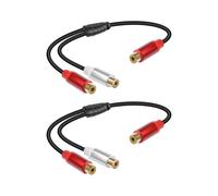 TIANYI-Court RCA Y Splitter Cable, 1 RCA Femelle à 2RCA Femelle Câble d'Extension Audio Stéréo pour Haut-parleur, Caisson de Basses, Amplificateur, Système Stéréo, Cinéma Maison 2PCS (0,3m/1ft)