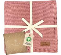 Tianyi-® Couverture Bébé - 100% Coton Bio - Gots - Couverture Nouveau-Né - Pour Toute L'année - Couverture Tricotée Pour Fille Et Garçon - Equipement De Première Qualité - Cadeau (Baies)