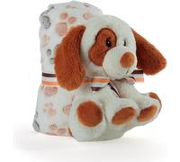 TIANYI-Couverture Bebe avec Animal en Peluche Douce - Plaid Beige avec Doudou Chien Petit Enfant 0 1 2 3 Ans - Cadeau de Naissance Bebe Fille Garcon Coloré Moelleux Chaud - 120x80 cm (Chien)