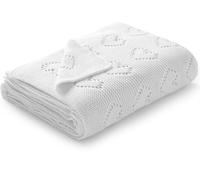 Tianyi-Couvertures Pour Bébé En Tricot Doux 100% Coton, 100 X 80 Cm (Blanc)