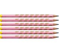 Tianyi-Crayon Graphite Ergonomique Easygraph - Lot De 6 Crayons Graphites Hb- Gaucher- Rose Pastel
