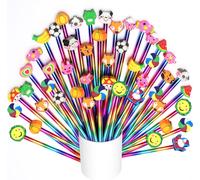 Tianyi-Crayons Gadget Anniversaire Enfants Avec Caoutchouc, Crayons De Dessin Animé Avec Drôle Animal Topper Pour Cadeau, Fête Baptême, Communion Cadeau, Scolaires (Style Aléatoire) (30)