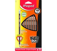 Tianyi-- Crayons Graphite Hb #2 Black`Peps - Crayons À Papier Avec Gomme - Forme Triangulaire Ergonomique - Lot De 12 Crayons Papier Hb N°2