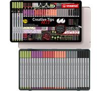 Tianyi-Creative Tips - Feutre Dessin - Boîte Métal X 30 Stylos De Calligraphie À Pointe Assorties 0.2; 0.4; 0.7; 1 Mm Et Brush - Couleurs Pastels