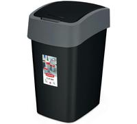 TIANYI-CURVER Poubelle 25L à couvercle basculant - Flip Bin- Pour Cuisine, Bureau, Salle de Bain - 26 x 34 x 47 cm - Gris / Noir