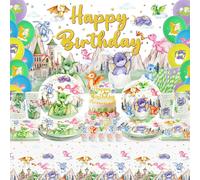 Tianyi-Décoration De Fête D'anniversaire En Forme De Dragon, Y Compris Toile De Fond Pour Fête D'anniversaire, Assiettes, Tasses, Serviettes, Nappes, Ballons, Pailles, Décorations D'anniversaire Drag