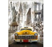 Tianyi-Diamond Painting Diamant Broderie New York Voiture Rond Complet De Diamant Peinture Point De Croix 5d Rond Strass Mosaïque Décor À La Maison 30x40cm