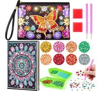 Tianyi-Diamond Painting, Peinture Diamant Sac Et Carnet A5, Loisir Créatif, Cadeau Fille 6-12 Ans, Kit Créatif, Jouet Fille - Fleur Papillon + Fleur Soleil