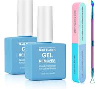 Tianyi-Dissolvant De Vernis À Ongles En Gel Paquet De 2 Avec Lime A Ongles & Pousse Cuticule, Remover Vernis Semi Permanent, Enlève Facilement Et Rapidement Vernis Gel En 3-5 Minutes, Ne Blesse Pas O