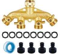 TIANYI-Distributeur 4 Voies Arrosage Fabriqué en Laiton Massif avec 4 Sorties Distributeur Débit d'eau Réglable et Verrouillable - Repartiteur Robinet Eau 3/4" pour l'irrigation du Jardinage