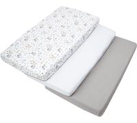 Tianyi-Drap Housse 60x120 Lot De 3 Draps Lit Bebe Matelas Enfant Bébé - 100% Coton Fitted Draps Lit Pour Baby Bed Cover Sheets Matela Literie Mattress Couette (Glade-Blanc-Gris)