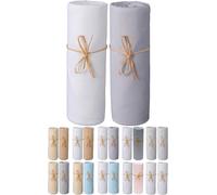Tianyi-Drap Housse 70x140 Cm - Lot De 2 Draps En Jersey Peigné 100% Coton Bio - Blanc Et Gris - Pour Matelas Bébé Enfant Dimensions 60x120 Ou 70x140 Cm - Extensible Sans Repassage
