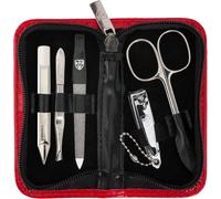 Tianyi-Drei Schwerter Germany Siena Set De Manucure 5 Pièces Comprenant Ciseaux À Peau, Coupe-Ongles, Lime À Ongles Saphir, Nettoyant Pour Ongles, Pince À Épiler Rouge