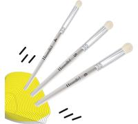 TIANYI-Dry Brush Pinceaux3 Pinceaux Modelisme pour Miniatures de Modèle, Maquette, Citadel et Warhammer 40kPinceau Brossage a SecPinceau de Peinture pour Figurine,Poils de Chèvre Naturels