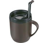 Tianyi-E990001 Hot Mug À Piston, Plastique/Silicone, Gris, Mug Isotherme Cafe/Filtre Pour Café Moulu/Tasse Avec Couvercle/Gobelet De Camping, Lave-Vaisselle, Garantie De 5 Ans