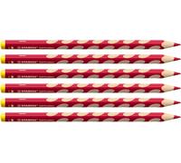 Tianyi-Easycolors - Crayon De Couleur Ergonomique - Lot X 6 Crayons De Coloriage Triangulaires - Gaucher - Rouge