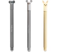 Tianyi-Eberhard Faber 599019 - Roller Effaçable, 3 Animal Erase It Lama, Koala, Souris, Stylo Gel Bleu 0,7 Mm