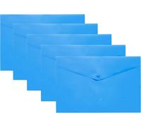 Tianyi-Eco075blue Lot De 5 Pochettes En Plastique Transparent Avec Bouton-Pression 50% Recyclé Bleu