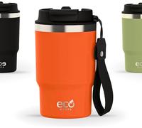 Tianyi-Ecoroots Thunder - Bouteille Isotherme 470 Ml Avec Couvercle 3 En 1 Et Paille Sans Bpa Gobelet Café À Emporter Pour Bureau, Voyages, Sport Et Plein Air Passe Au Lave-Vaisselle (Orange Ma