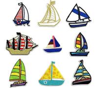 Tianyi-Ecusson Thermocollant Enfant Écusson Brodé De Voilier Ecussons Enfants 9 Pièces Sporty Style Vêtements Broderie Fer À Repasser Sur Tissu Accessoires Fashion Patch Stickers Pour Vestes (B)