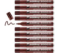 Tianyi-Edding 2000 C Marqueur Permanent - Marron - 10 Stylos - Pointe Ronde 1,5-3 Mm - Sèche Vite - Résiste À L'eau Et À L'essuyage - Pour Carton, Plastique, Bois, Métal - Marqueur Universel