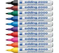 Tianyi-Edding 2000 C Marqueur Permanent - Multi-Couleur - Boîte De 10 Stylos - Pointe Ronde 1,5-3 Mm - Sèche Vite - Résiste À L'eau Et À L'essuyage - Pour Carton, Plastique, Bois, Métal, Tissu