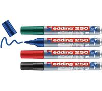 Tianyi-Edding 250 Marqueur Pour Tableaux Blancs - Multi-Couleur - Étui De 4 Stylos - Pointe Ronde 1,5-3 Mm - Feutre Effaçable - Pour Tableaux Blanc, Magnétique, Mémo Et Chevalet De Conférence - Recha